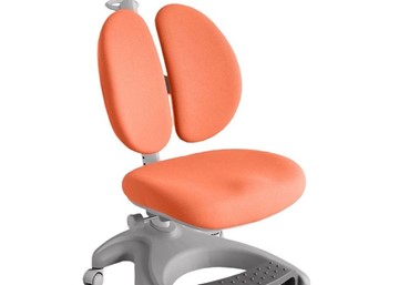 Детский стул FunDesk Solerte Grey с подставкой для ног + чехол для кресла (ткань оранжевая) в Челябинске - предосмотр