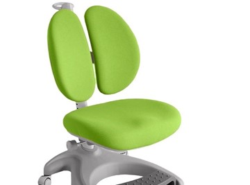 Детский стул FunDesk Solerte Grey с подставкой для ног + чехол для кресла (ткань зеленая) в Копейске