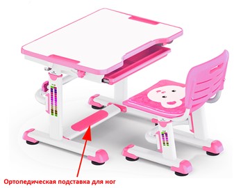 Растущий стол и стул Mealux BD-08 Teddy, pink, розовая в Челябинске