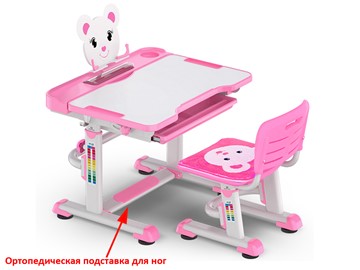 Парта растущая + стул Mealux EVO BD-04 Teddy New XL, WP, розовая в Миассе - предосмотр