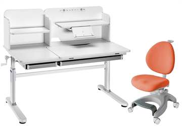 Комплект парта + кресло Iris II Grey + Cielo Orange + чехол для кресла в подарок в Миассе