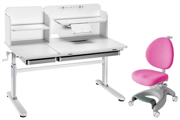 Комплект парта + кресло Iris II Grey + Cielo Pink + чехол для кресла в подарок в Магнитогорске