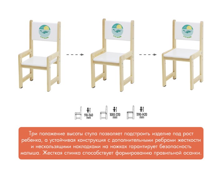 Растущий комплект мебели POLINI KIDS ECO 400 SM, ДИНО 1, 68Х55 СМ, БЕЛЫЙ-НАТУРАЛЬНЫЙ в Челябинске - изображение 2