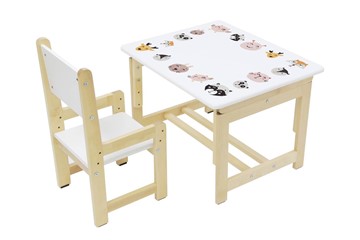 Комплект детской мебели Polini kids Eco 400 SM, Лесная сказка, 68х55 см белый-натуральный в Миассе - предосмотр 3