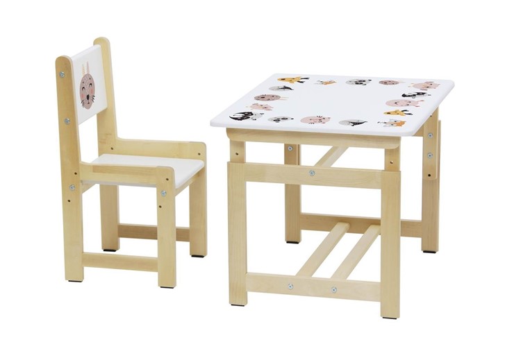 Комплект детской мебели Polini kids Eco 400 SM, Лесная сказка, 68х55 см белый-натуральный в Челябинске - изображение 4