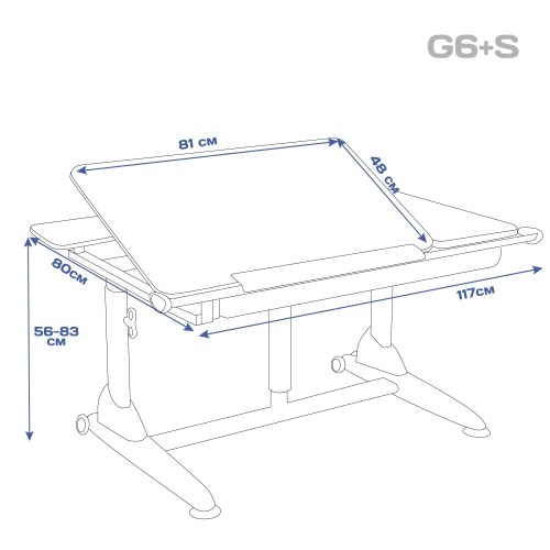 Детский стол-трансформер Эргономик G6-S с газлифтом и большим пеналом, Белый + Голубой в Миассе - изображение 1