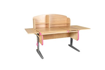 Детский стол-трансформер 1/75-40 (СУТ.25) + Polka_b 1/550 (2 шт.) + Polka_n 1/1200 бежевый/серый/розовый в Миассе