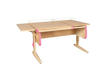Детский стол-трансформер 1/75-40 (СУТ.25) + Polka_z 1/600 (2 шт.) + Polka_b 1/550 бежевый/бежевый/розовый в Магнитогорске