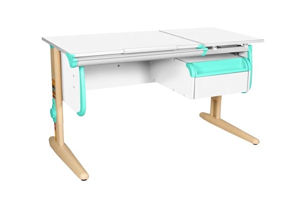 Растущий стол 1/75-40 (СУТ.25) + Tumba 1 Белый/Бежевый/аквамарин в Миассе - изображение