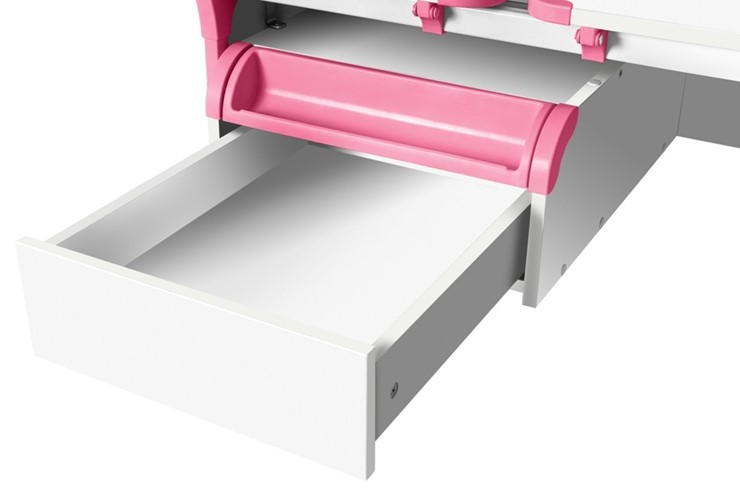 Детский стол-трансформер 1/75-40 (СУТ.25) + Tumba 1 Белый/Бежевый/розовый в Миассе - изображение 1