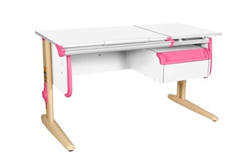 Детский стол-трансформер 1/75-40 (СУТ.25) + Tumba 1 Белый/Бежевый/розовый в Златоусте