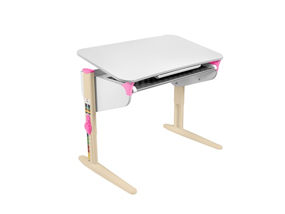 Детский стол-трансформер 5/100 (СУТ. 46) Белый/Бежевый/Розовый с лотком в Миассе - изображение