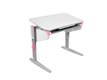Детский стол-трансформер 5/100 (СУТ. 46) Белый/Серый/Розовый с лотком в Златоусте