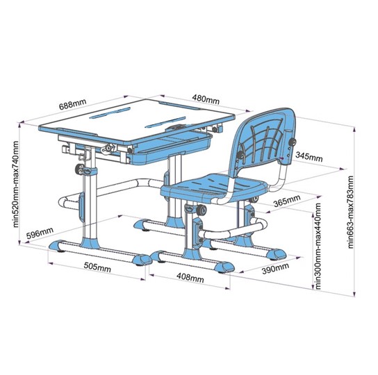 Растущий стол и стул Karo Blue в Миассе - изображение 4