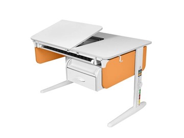 Детский стол-трансформер L/70-45 (СУТ.62)  + Tumba 8 белый-оранжевый/белый/белый с лотком в Челябинске - предосмотр