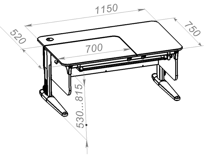 Растущий стол L/70-45 (СУТ 62) с лотком и навесной тумбой, белый/белый/белый в Копейске - изображение 1