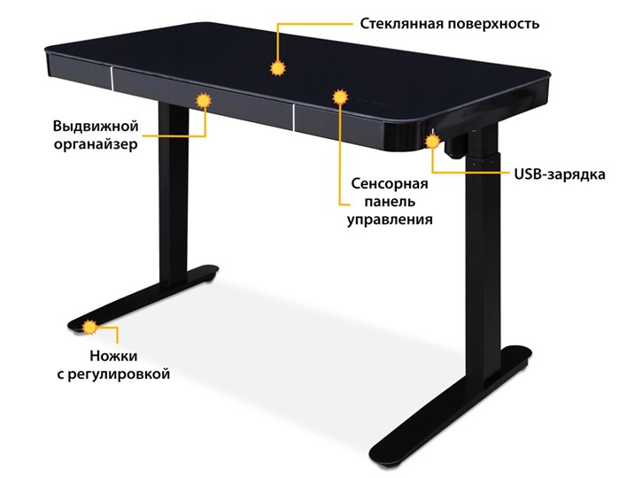 Стол с электроприводом Mealux Electro 1050 Black в Челябинске - изображение 1