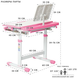 Комплект растущей мебели SET Holto-18 розовый в Златоусте - предосмотр 12