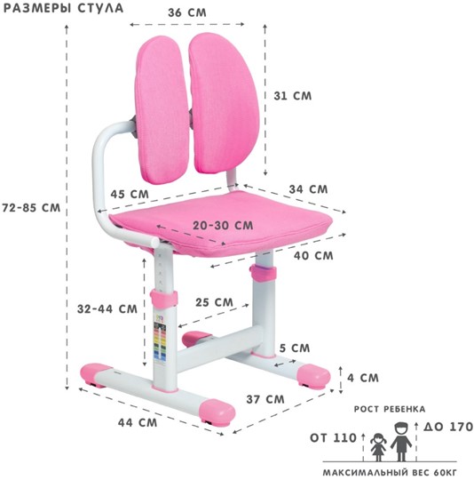 Комплект растущей мебели SET Holto-18 розовый в Златоусте - изображение 13