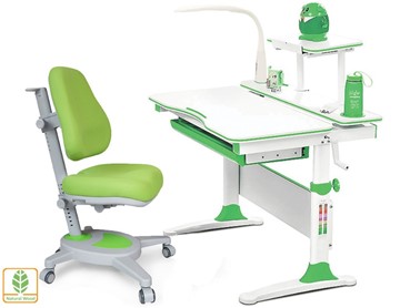 Растущая парта + стул Комплект Mealux EVO Evo-30 Z (арт. Evo-30 Z + Y-110 KZ), серый, зеленый в Миассе