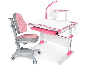 Растущая парта + стул Комплект Mealux EVO Evo-30 BL (арт. Evo-30 BL + Y-115 KBL), серый, розовый в Копейске