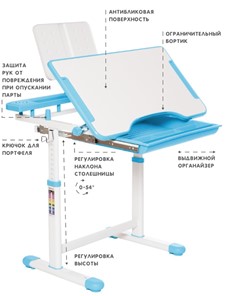Растущая парта и растущий стул SET HOLTO-17А, голубой в Челябинске - предосмотр 5