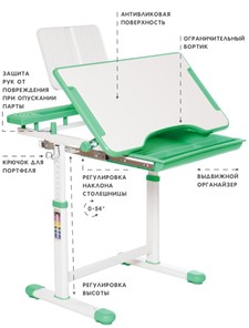 Растущая парта и растущий стул SET HOLTO-17А, зеленый в Челябинске - предосмотр 5
