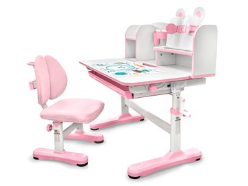 Растущая парта + стул Mealux EVO Panda XL pink BD-29 PN, столешница белая / пластик розовый в Копейске