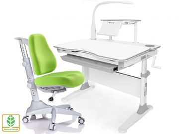 Растущая парта + стул Mealux EVO Evo-30 G (арт. Evo-30 G + Y-528 KZ) (дерево)/(стол+полка+кресло+чехол+лампа)/ белая столешница (дерево), цвет пластика серый в Миассе