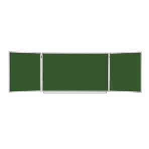 Доска  для мела 3-х элементная 100х150/300 см, 5 рабочих поверхностей, зеленая, BRAUBERG, 231707 в Миассе - предосмотр