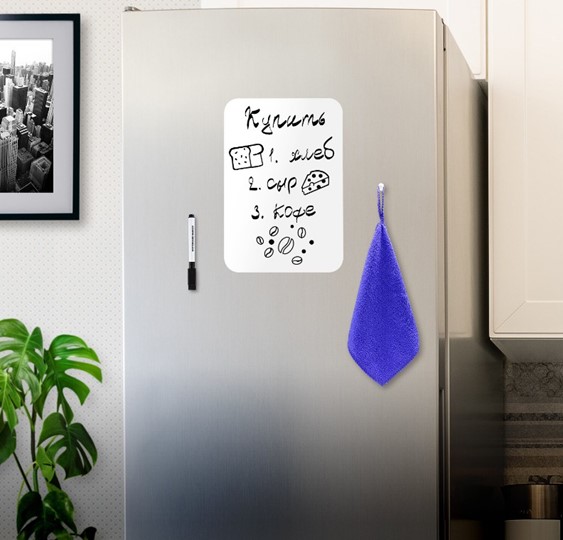 Доска магнитная на холодильник BRAUBERG, 30х21 см с маркером, магнитом и салфеткой в Копейске - изображение 2